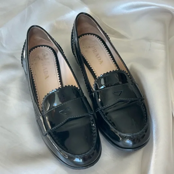 Prada Shiny Black Loafers - Picture 1 of 4